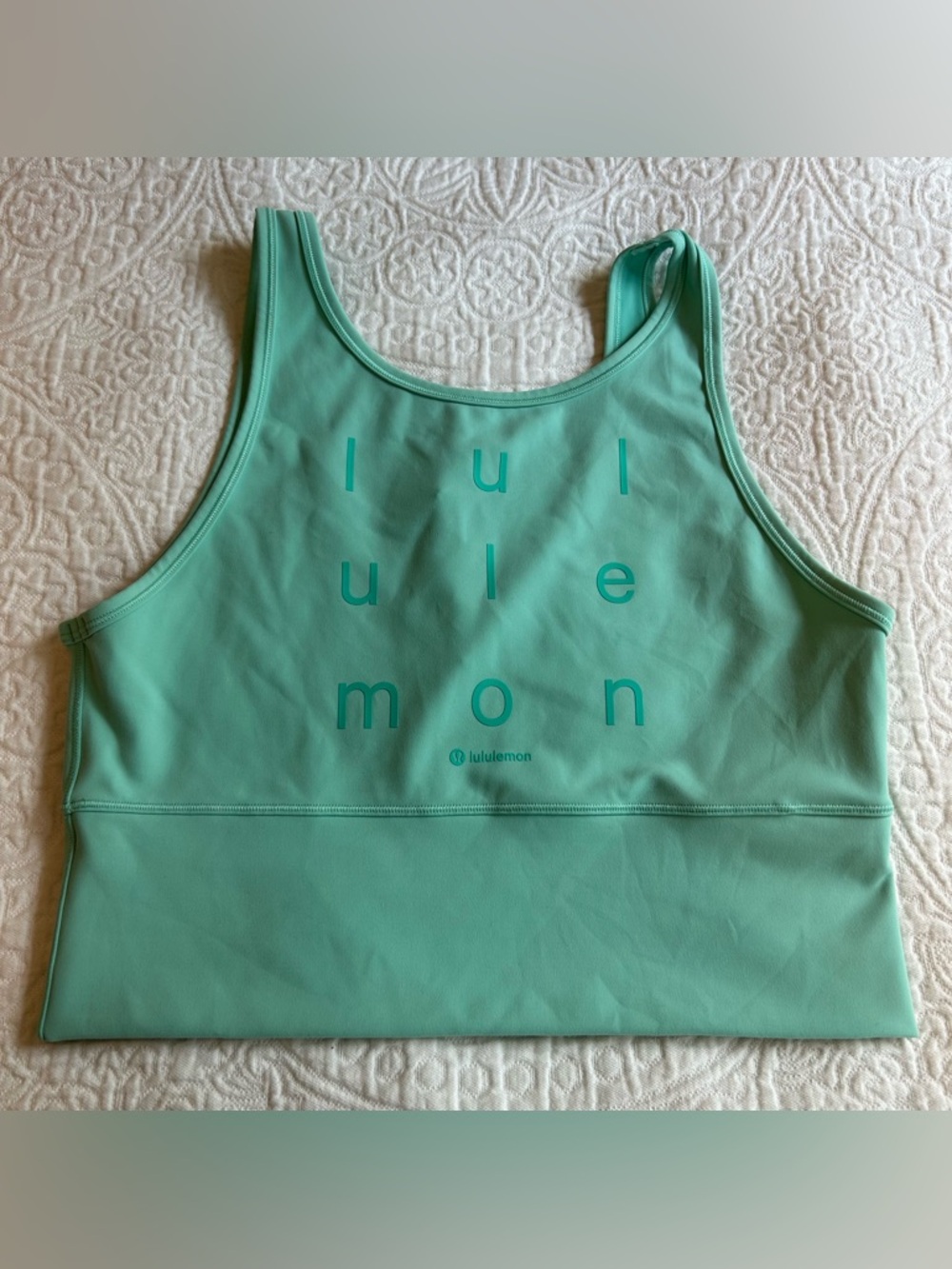 lululemon Mint Green Workout Tank with Subtle Logo Text